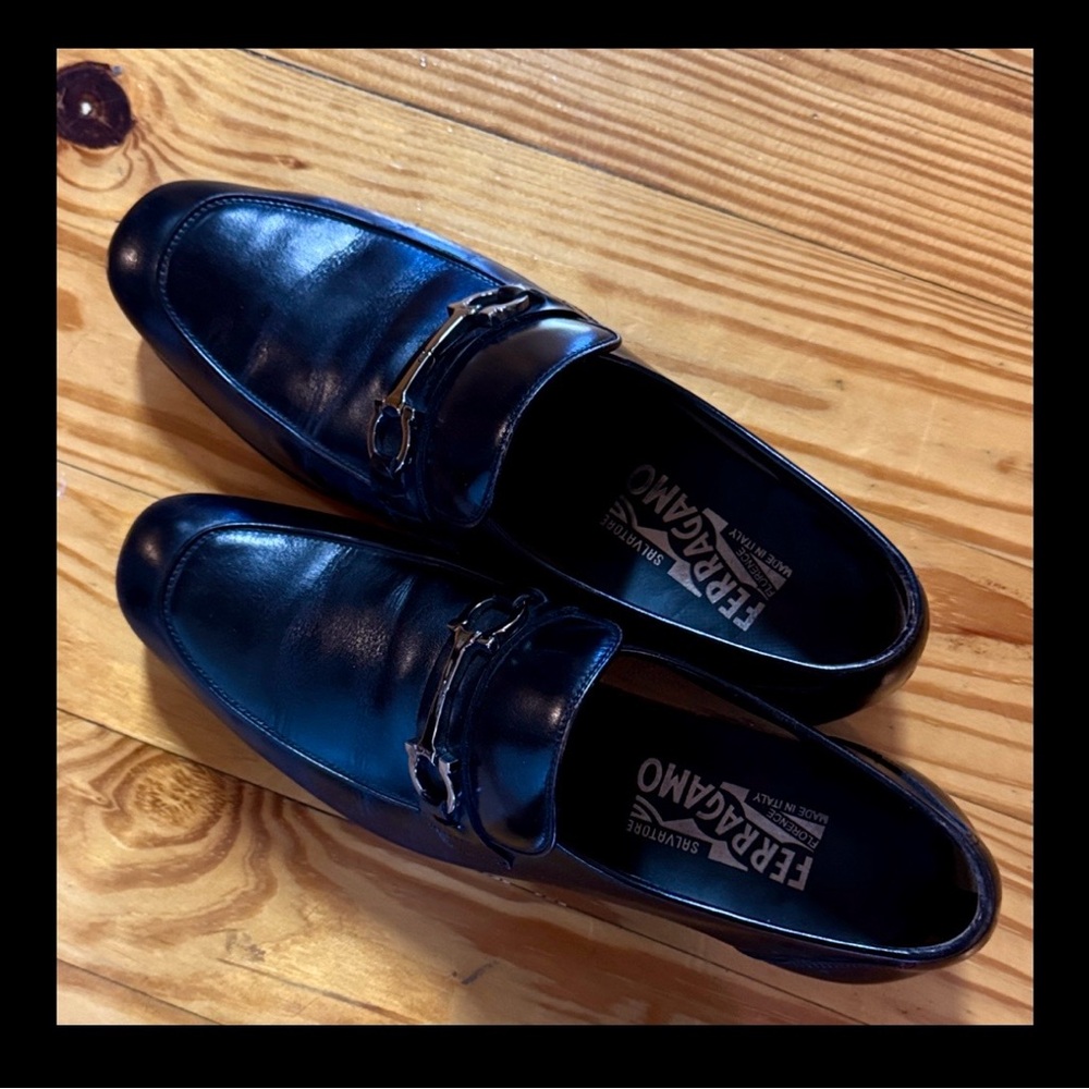 Salvatore Ferragamo Men's Shiny Black Loafers